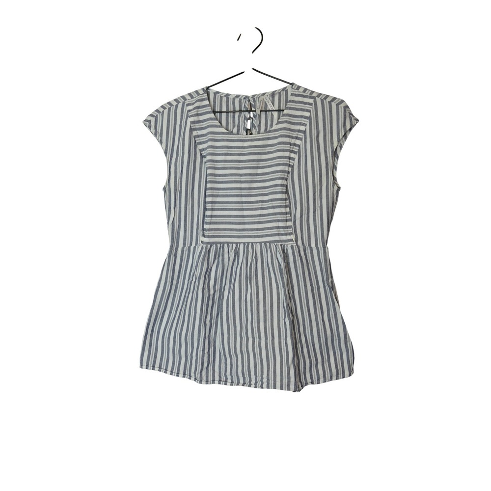 Seraphine‎ Striped Sleeveless Top Peplum Blue White Womens Size S
